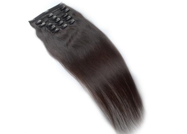 Strong Weft Virgin Human Hair Clip In Extensions Full Cuticles Attached No Shedding