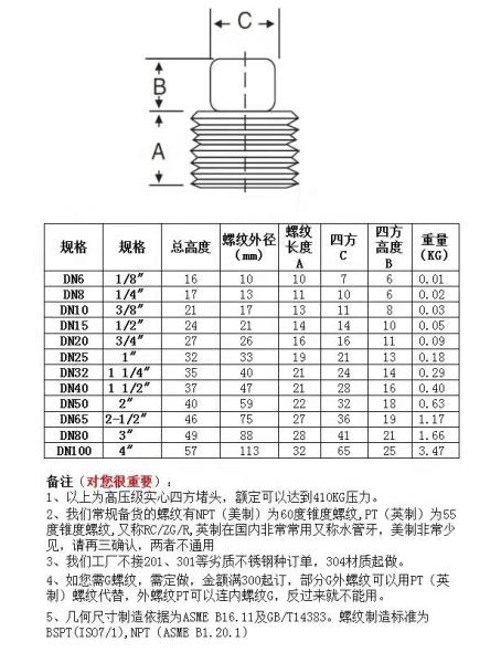 Silver Coated WZ Stainless Steel 304 316 316L High Pressure Forged Square Plug NPT BSPT