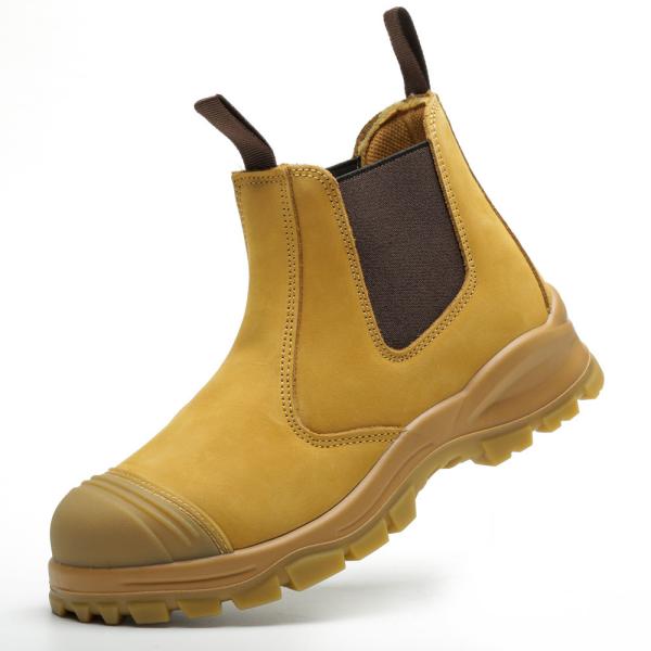 Wheat Genuine Leather Cowhide Steel Toe Security Boots ODM
