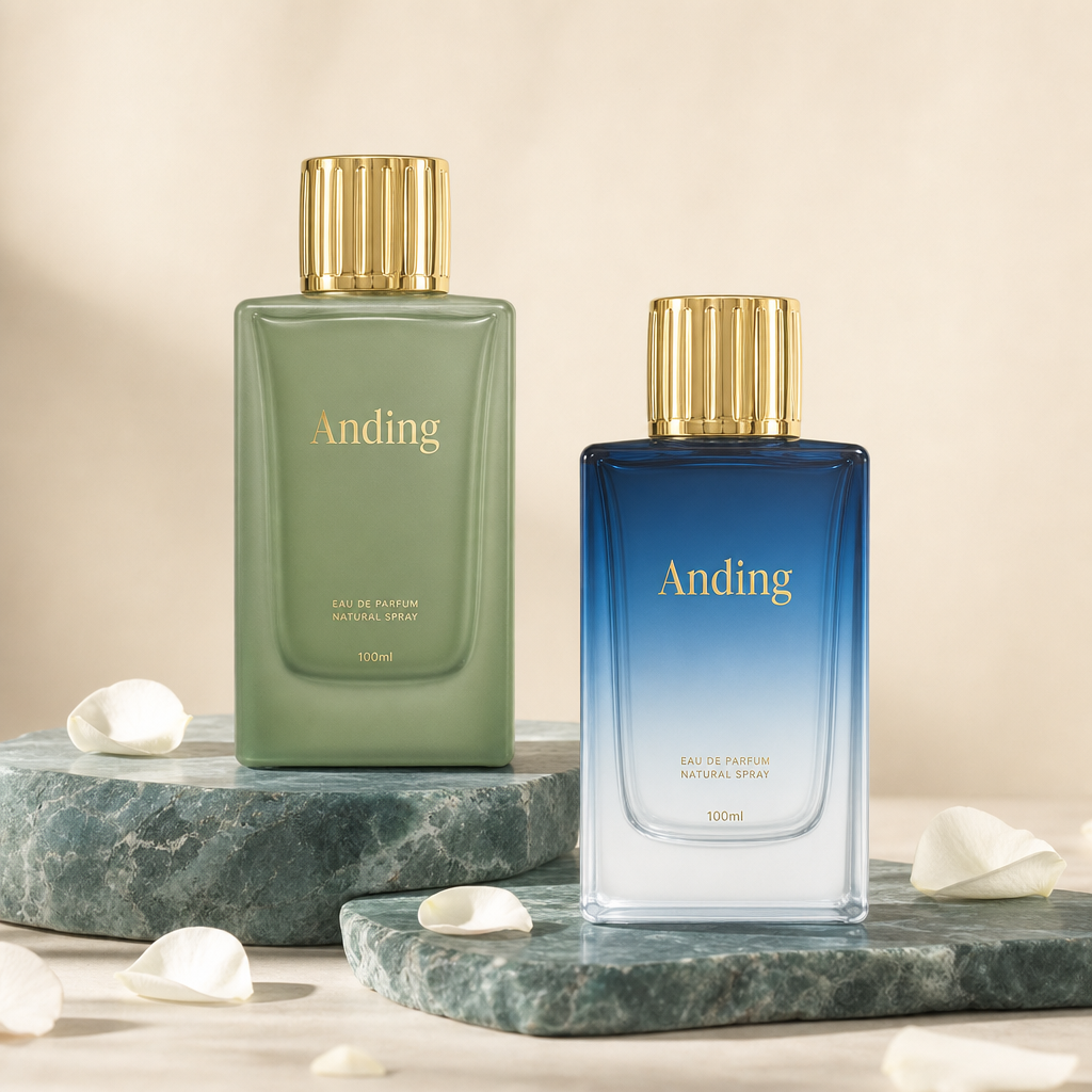 Anding Stock Wholesale Bulk Custom logo Rectangle Frosted Gradient Luxury Empty Perfume Bottle 100ml