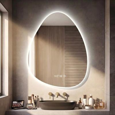 Modern Droplet-Shaped LED Bathroom Mirror with Touch Control - Anti-Fog|