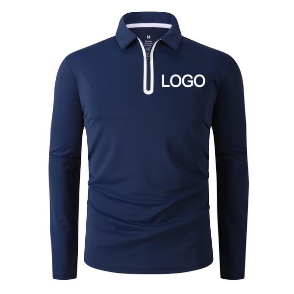 Umidade Deslizante Seco Camisa Manga Longa Customize Streetwear Meio Zip Up Neck Camisa de Golf