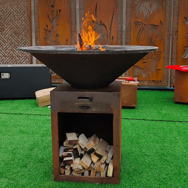 Outdoor Use Easy To Clean Steel BBQ Grill With 1200mm Diameter Cooking Plate Corten Steel