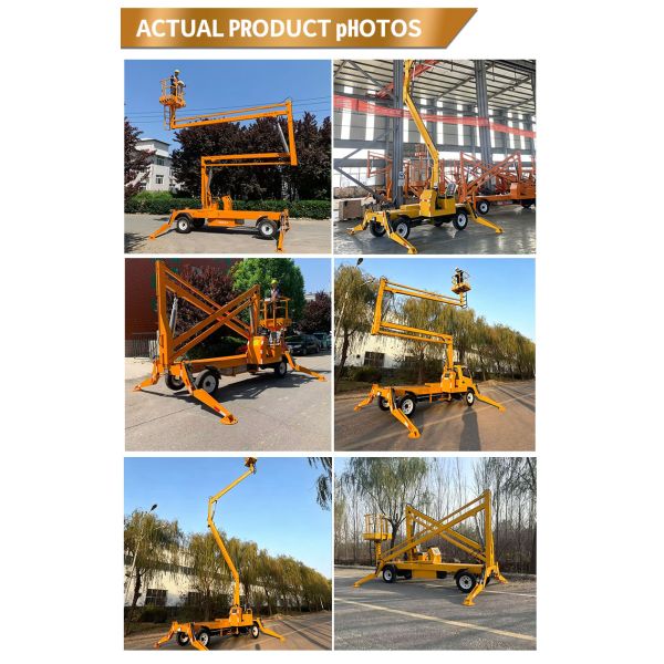 10m 12m 14m 200kg Towable Hydraulic Platform Lift Telescopic Boom Lift For Outdoor Aerial Work