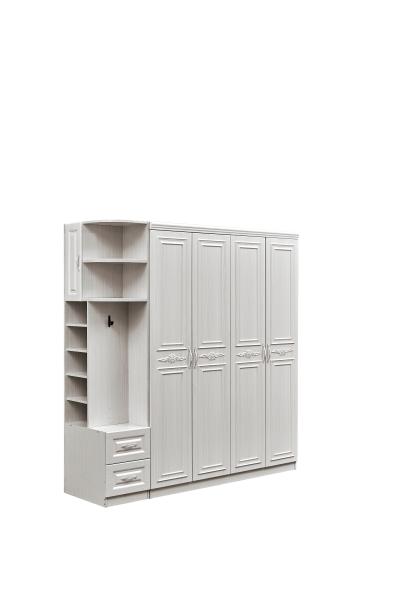 Anti Deformation White Wood Armoire Wardrobe For Bedroom Dustproof Multiscene