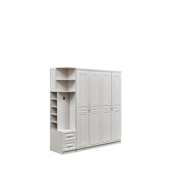 Anti Deformation White Wood Armoire Wardrobe For Bedroom Dustproof Multiscene