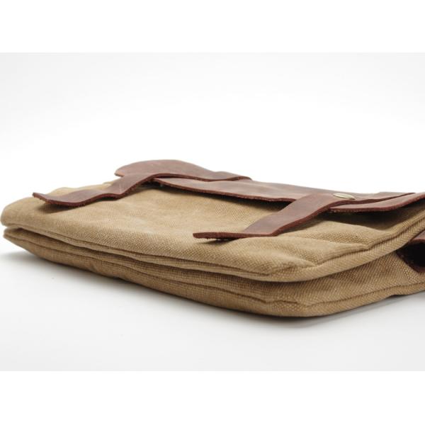 Panelled Color England Style Leather with Waxed Canvas Messenger Bag