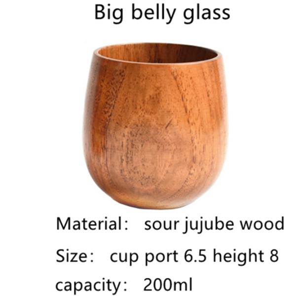 Belly Wooden Drinking Cups Customizable Engraved Logo Coffee Drinking Mugs