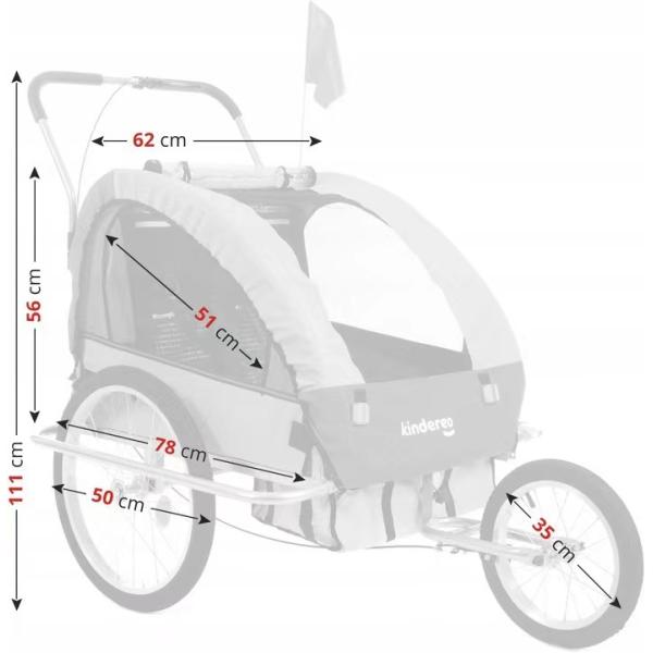 2021 Aluminium Bike Baby Trailer for Children 2 Holders MTB 14'' Front Wheel and 20'' Rear Wheels