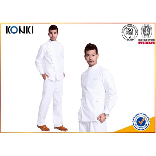 Plain Color Mens Medical Scrubs Uniforms Embroidery With Long Sleeve