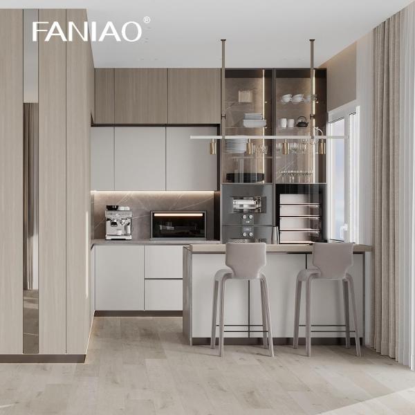 Автоматическая модульная популярная мебель модульная кухня белый лаковый кухонный шкаф