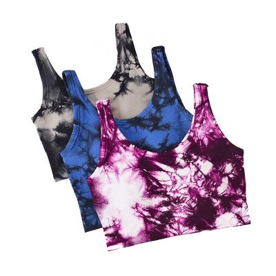 Sutiãs esportivos com logotipo personalizado de fábrica OEM sem costura regata cropped tie dye