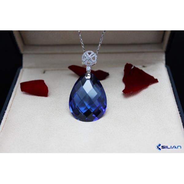 8x10mm 9x11mm Pear Shaped Blue Sapphire Pendant Necklace
