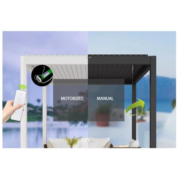 Электрические наружные экраны от дождя Слатки Слатки Садовый навес Покрытый порошком беседка Биоклиматические жалюзи Алюминиевая пергола