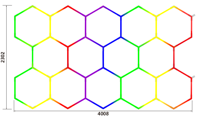 RGB LED Hexagonal Light Modular Honeycomb Ceiling Panel System for Flexible Lighting in Garage Gym Workshop and Office
