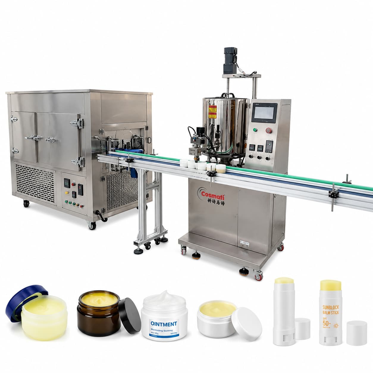 Automatic Deodorant Stick Filling Machine Hot Balm Sunblock Conveyor Freezer