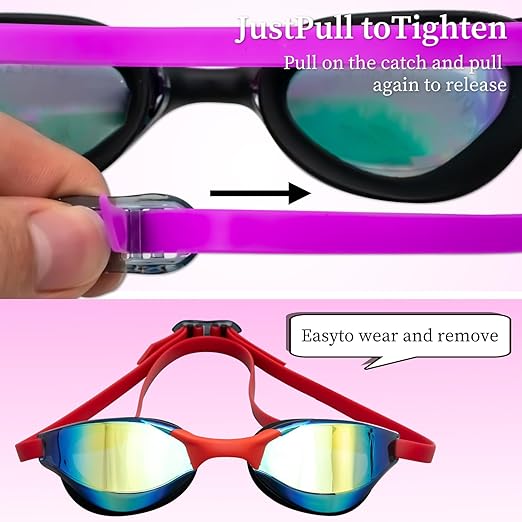 Clear Vision UV Protection Electroplated Swimming Goggles With Hydrophobic Coating