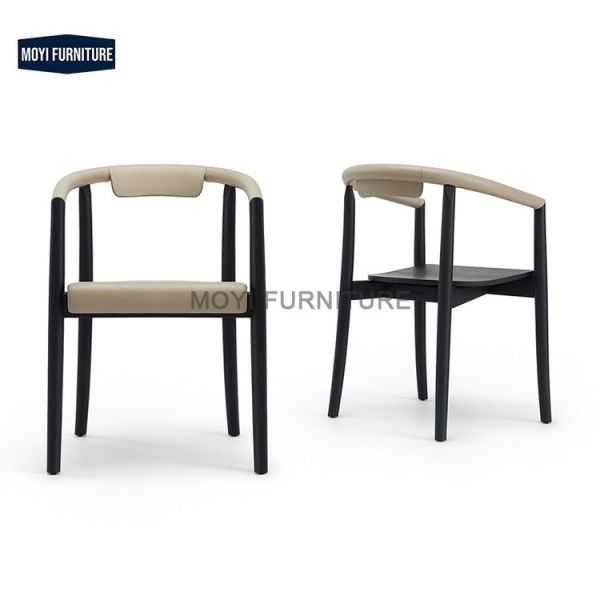Home Furniture Custom Black Color Solid White Ash Wood Dining Coffee Chair Wooden Restaurant Chairs with Wood Legs