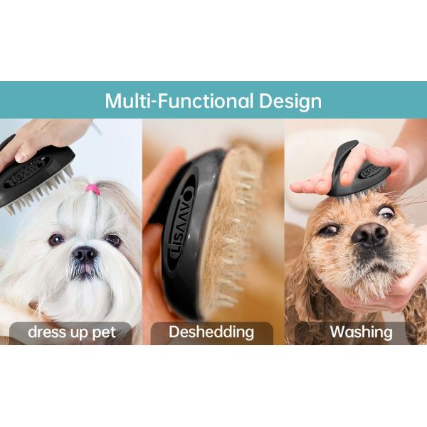 ABS TPR Scalp Washing Brush Detachable Bristles Wet Dry Hair Brush