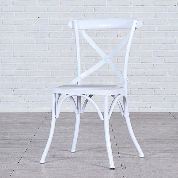Cross Back Modern Metal Dining Chairs For Restaurant / Coffee Bar