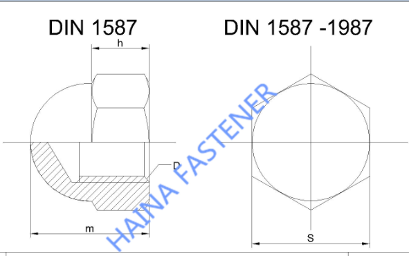 stainless steel Plain DIN1587 A2-70 A4-80 M4-M24 Hexagon acorn nut