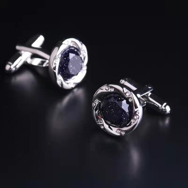 Star Crystal Mens Diamond Cufflinks Alloy Plating Color For Shirt 15mm Size