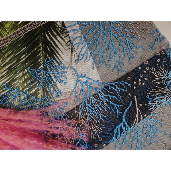 Ткань шнурка заводов моря партии голубая 125CM вышитая