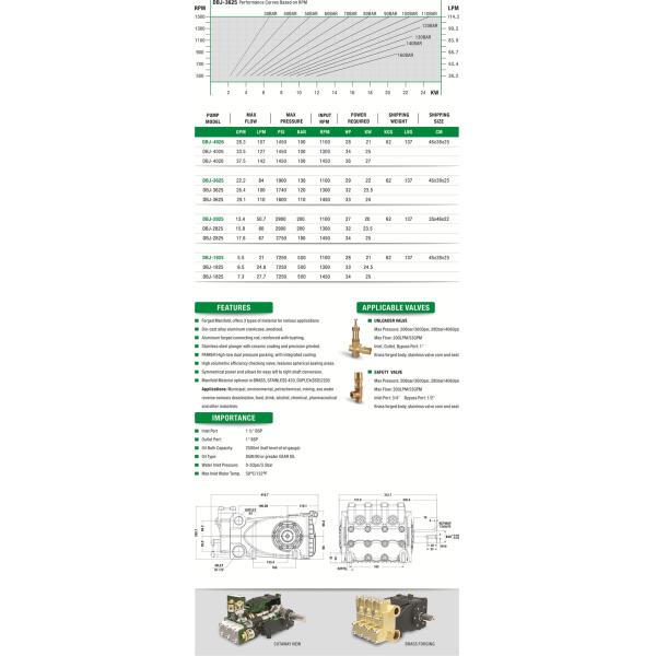 FLOWMONSTER DBJ RECIPROCATING HIGH PRESSURE STAINLESS STEEL PLUNGER PUMP 500BAR MAX