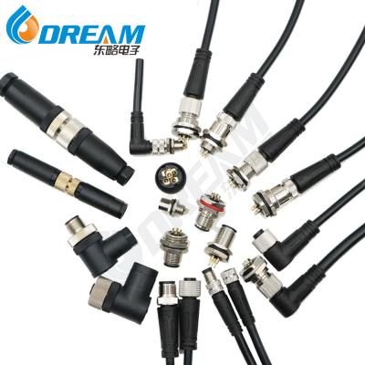 2 - 17 pines Conector de cabo à prova d'água macho-fêmea IP67 Forja de painel de sinal reto montado M5 M8 M12