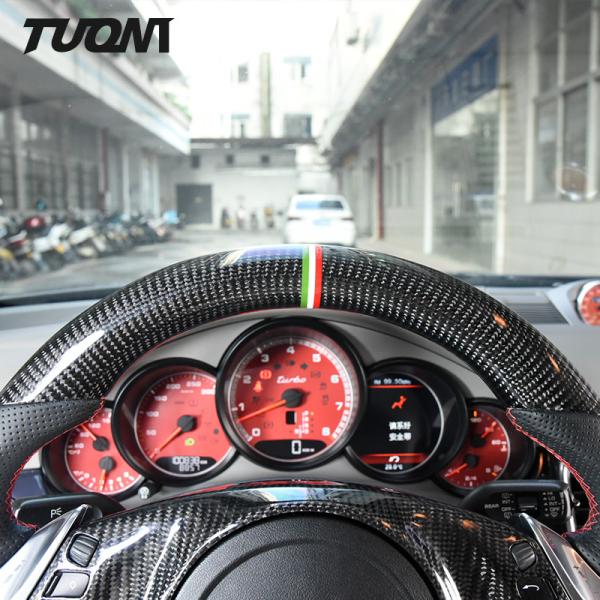 Customized Sport Porsche Carbon Fiber Steering Wheel Black Leather OEM