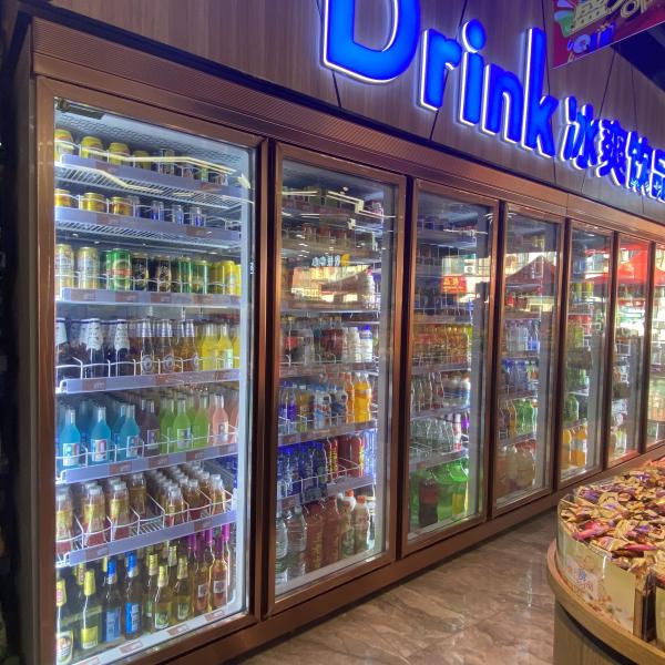 Display de porte verticale de verre congélateur réfrigérateur commercial de supermarché