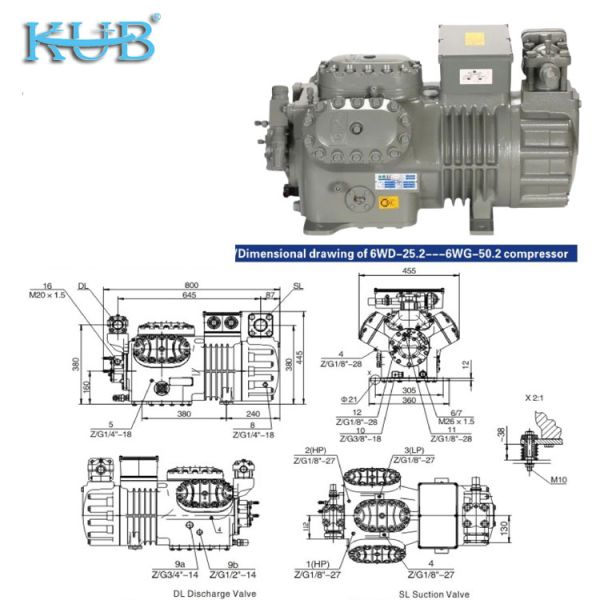 2HP to 50HP R404A Refrigerant Customizable Cold Storage Compressor Semi-hermetic Piston Compressor