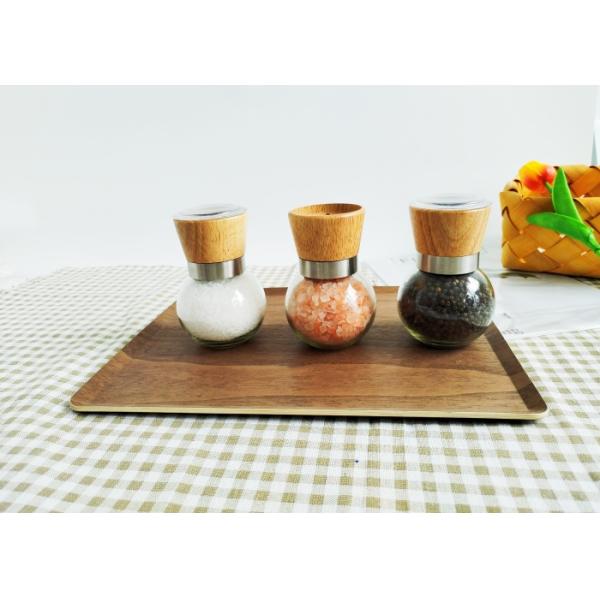 Glass Black Peppercorn Grinders with Round Glass Jars