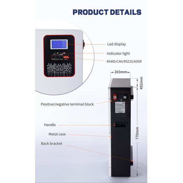 Batería de litio solar de la pared Lifepo4 del poder del sistema del almacenamiento de energía 24v 200ah