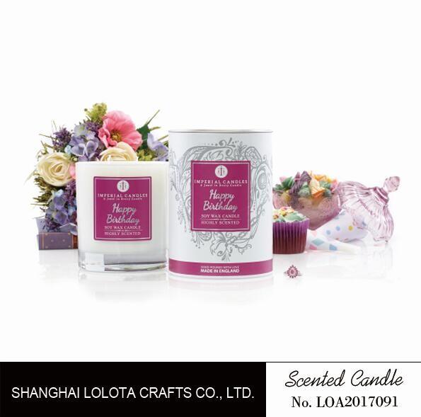 Birthday Gift Scented Soy Candles , Non Toxic Scented Candles Round Rigid Box Packing