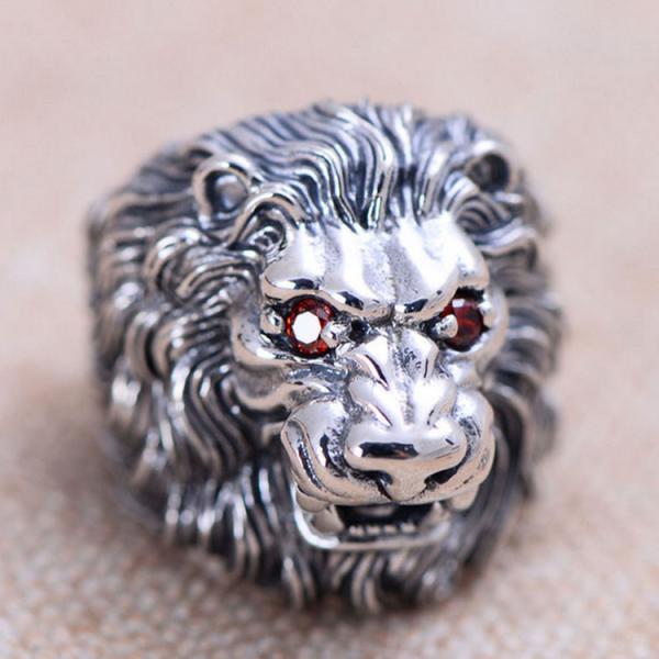 Men Style Lion Heads Design Chunky Black 925 Silver Ring (XH047098W)