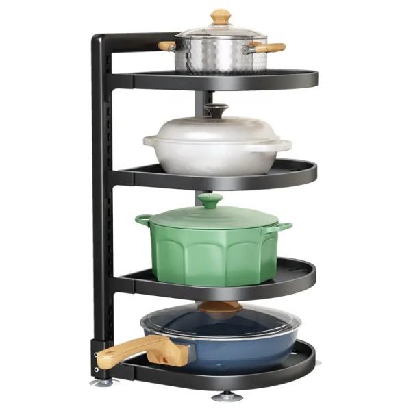 Carbon Steel Kitchen Cabinet Organizer Adjustable Pot Rack for Under Cabinet Storage