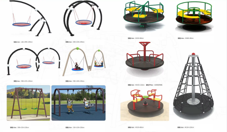 Children Play Park Customized Plastic Slide With Swing Outdoor Playground Equipment