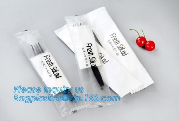 7in1 FDA Aviation Heavyweight Disposable Clear Plastic Camping Cutlery Set with Napkin,Fork Spoon Knife Fork Set For Fla