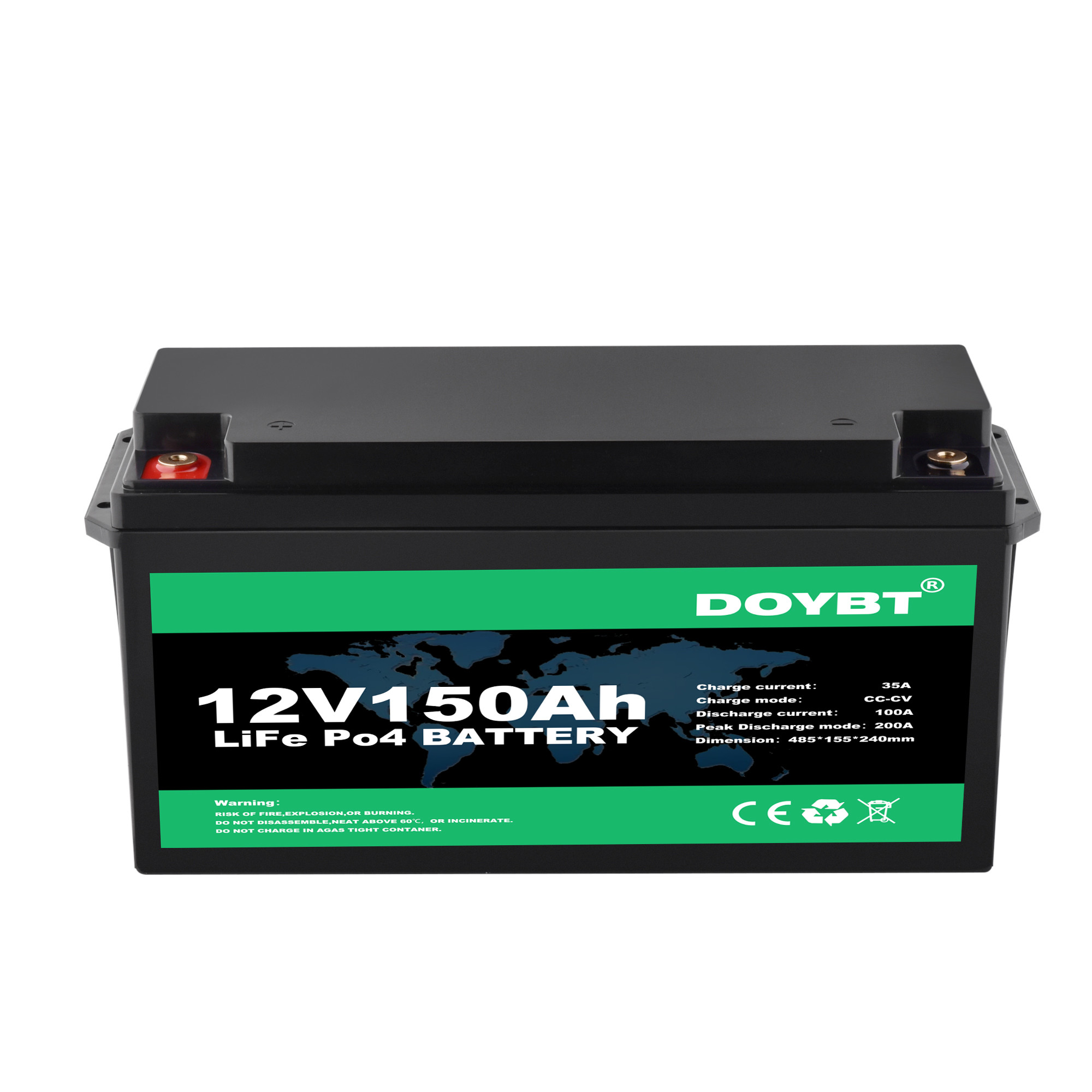 Глубокий пакет 12V 150AH литий-ионного аккумулятора цикла Lifepo4