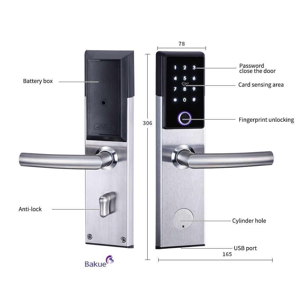 Bluetooth Door Lock Integrated Card Code Fingerprint APP Bluetooth WiFi Fireproof Options Ensuring Access Control