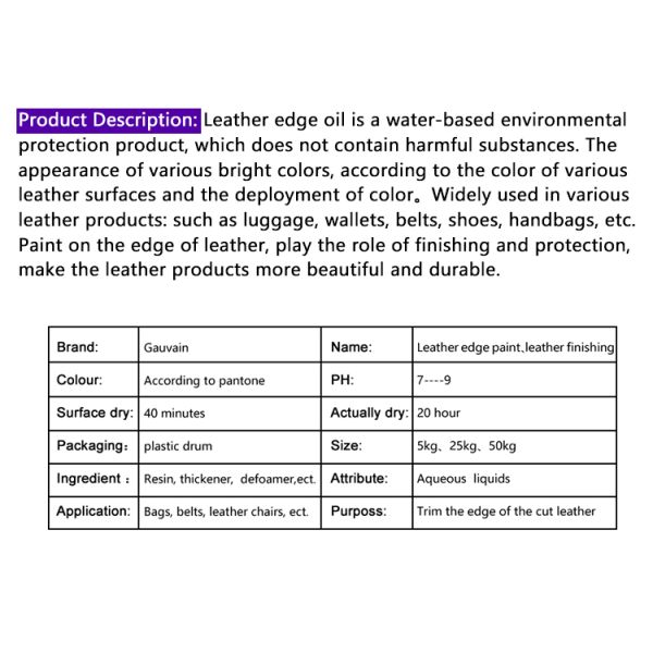High Glossy Water-Based Leather Edge Paint Anti-Cracking Coating Pigment for Bags and Shoes Colored Edge Banding Paint