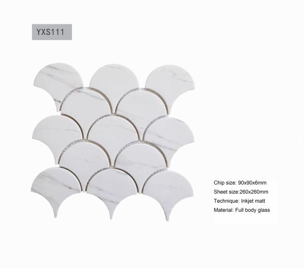 Fan Shaped Glass Mosaic Tiles 260x240mm Inkjet Matt Finish