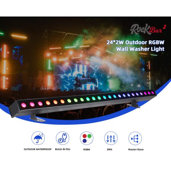 Outdoor Building Led Wall Washer Light IP65 24*2w Waterproof RGBW Wall Washer Bar DJ Led Pixel bar Stage Light Party