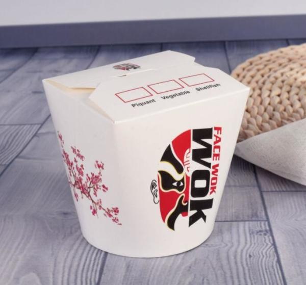 Noddles descartáveis dobráveis da massa de Kraft Paer da caixa de embalagem do fast food do quadrado 26oz afastados