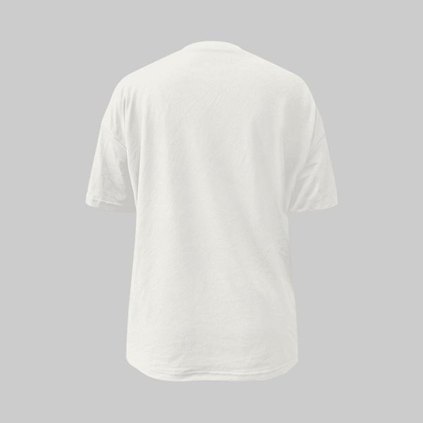 Unisex Cartoon Character Design T-shirt with Round Neck and White/Black Colors for Casual Wear