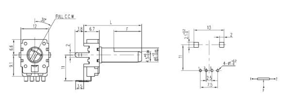 rotary potentiometer, carbon potentiometer, 11mm potentiometer with insulated shaft,