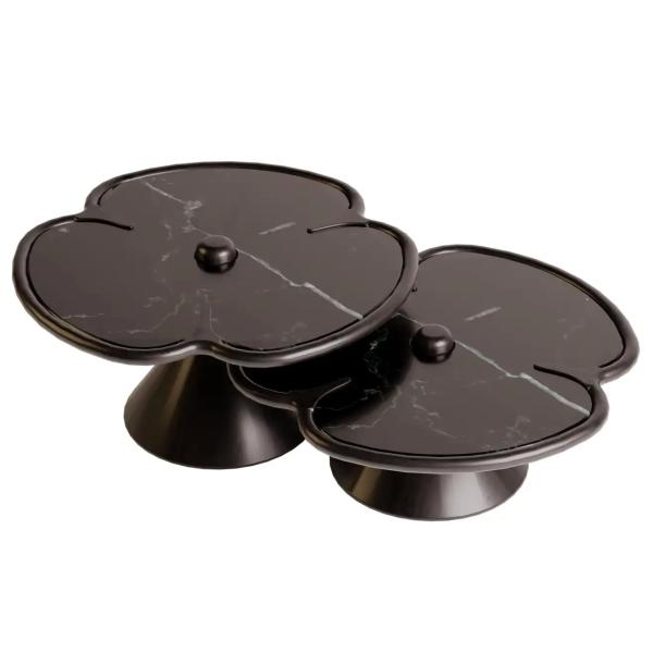 Wooden Round Marble Center Table For Living Room Clover Design