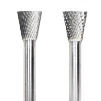 Coupe unique de type N Conus inversé Carbide Burr 6 mm Diamètre de la tige 19 mm Diamètre de la tête Profil de surface d'usinage de la pièce à usiner