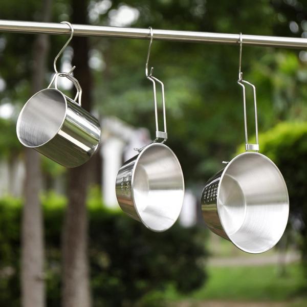 Hot Sale 304 Stainless Steel Outdoor Camping Cookware Mess Kit Portable Picnic Pot Pan Camping Cooking Set